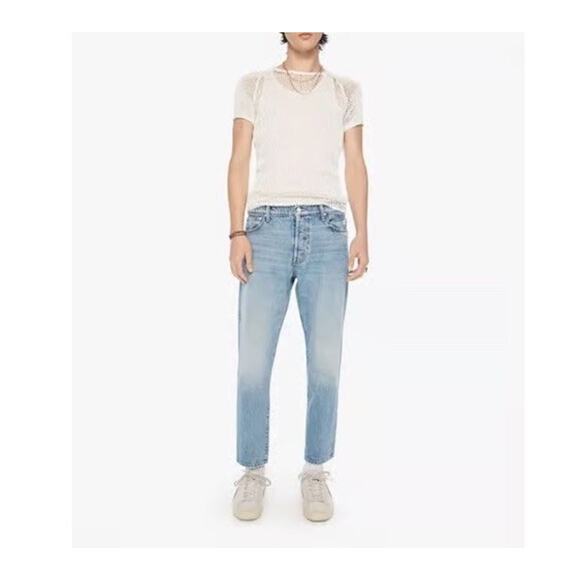MOTHER Mens Stubbie Chaser Shoo! Wash Size 30 Ankle Jeans Button Fly Light Wash - Picture 2 of 14